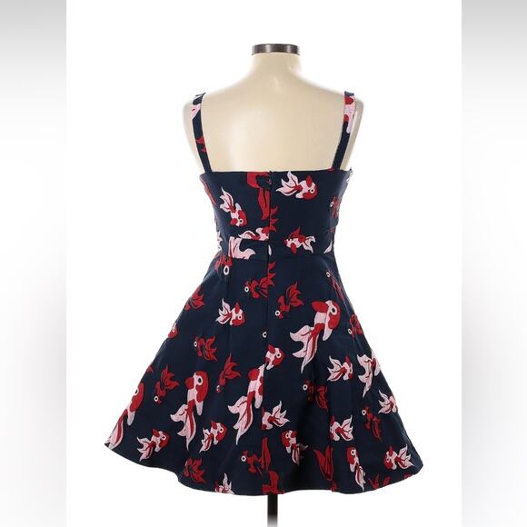 Jinye Original Design Betta fish novelty print fit and flare dress, size L - Picture 2 of 9